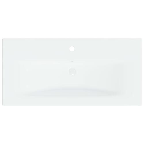 Indbygget håndvask med hane 81x39x18 cm keramisk hvid