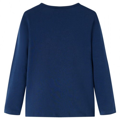 Langærmet T-shirt til børn str. 116 marineblå