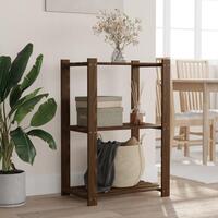 Opbevaringsreol 3 hylder 60x38x90 cm massivt fyrretræ brun