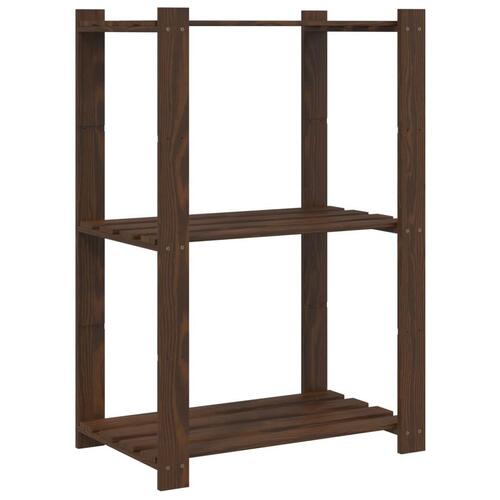 Opbevaringsreol 3 hylder 60x38x90 cm massivt fyrretræ brun