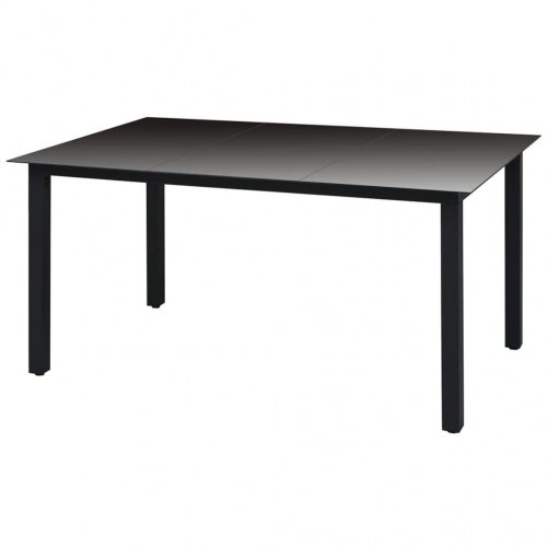 Havebord 150 × 90 × 74 cm - aluminium og glas, sort