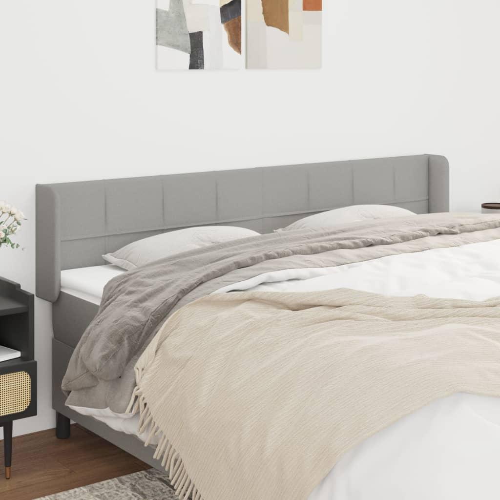 Sengegavl med kanter 203×16×78/88 cm - stof, lysegrå