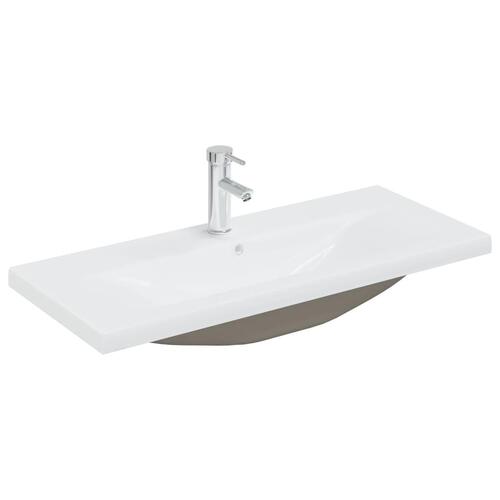 Indbygget håndvask med hane 91x39x18 cm keramisk hvid