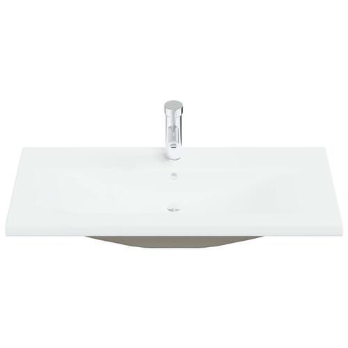 Indbygget håndvask med hane 91x39x18 cm keramisk hvid