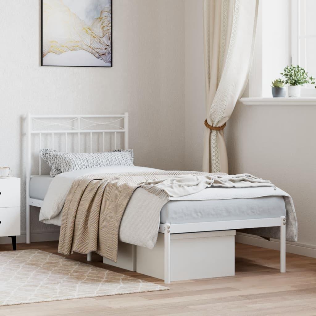Sengeramme med sengegavl 80x200 cm metal hvid