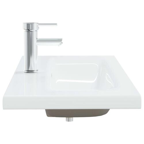 Indbygget håndvask med hane 91x39x18 cm keramisk hvid