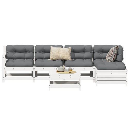 Sofasæt til haven 6 dele massivt fyrretræ hvid