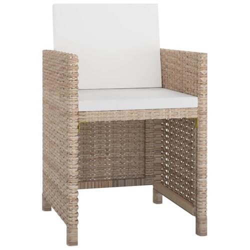 Udendørs spisebordssæt 13 dele med hynder polyrattan beige
