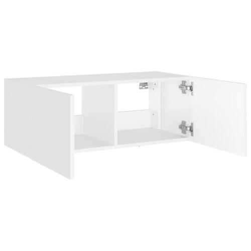 Væghængt tv-bord med LED-lys 80x35x31 cm hvid