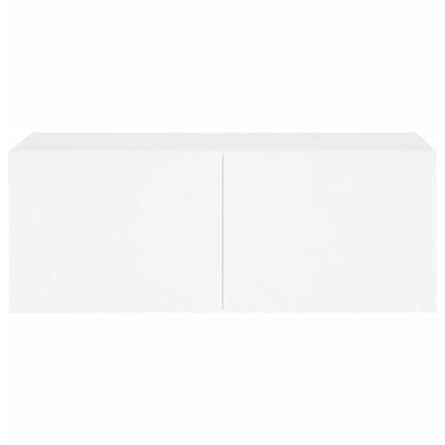 Væghængt tv-bord med LED-lys 80x35x31 cm hvid