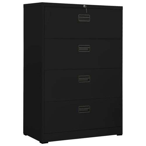 Arkivskab 90x46x134 cm stål sort