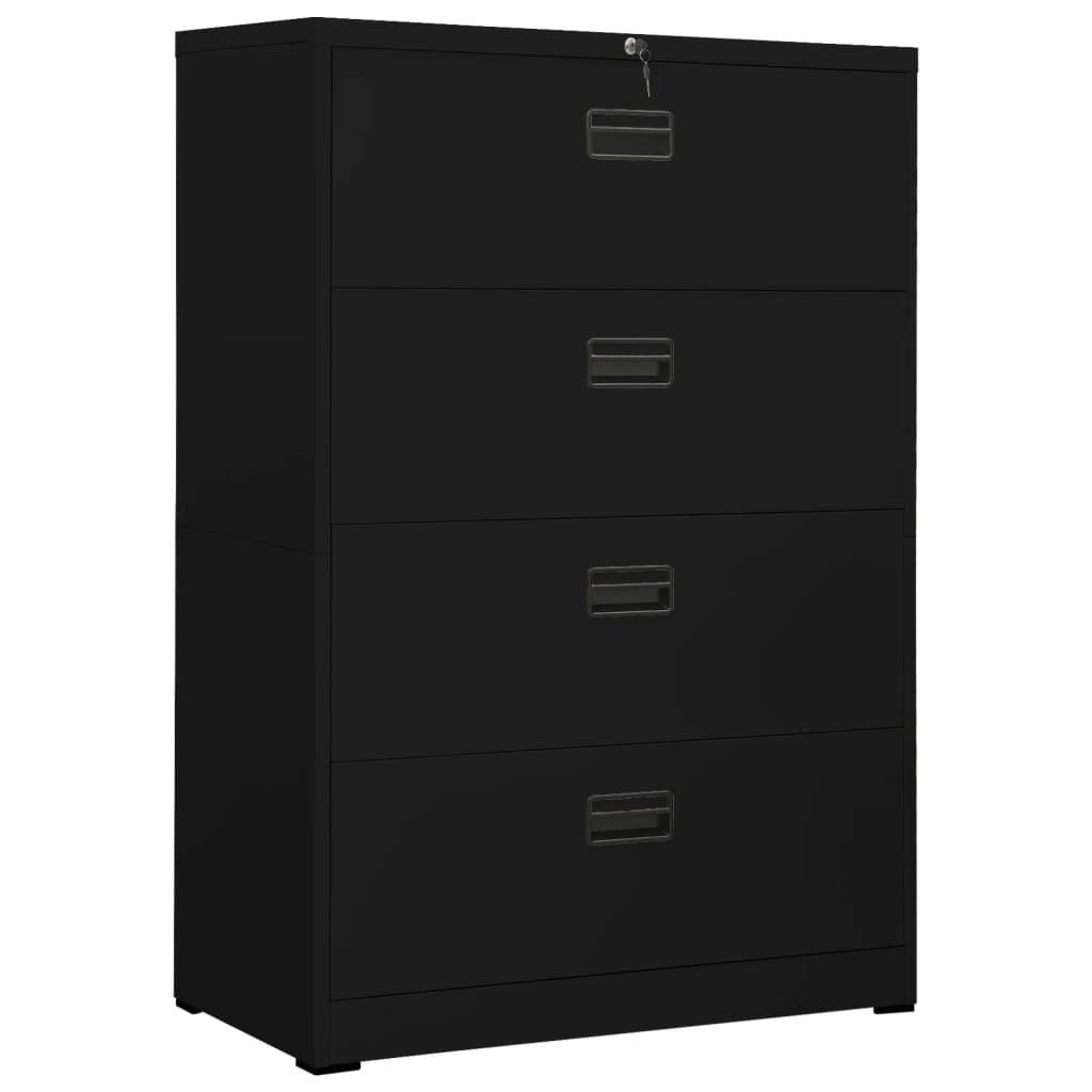 Arkivskab 90x46x134 cm stål sort