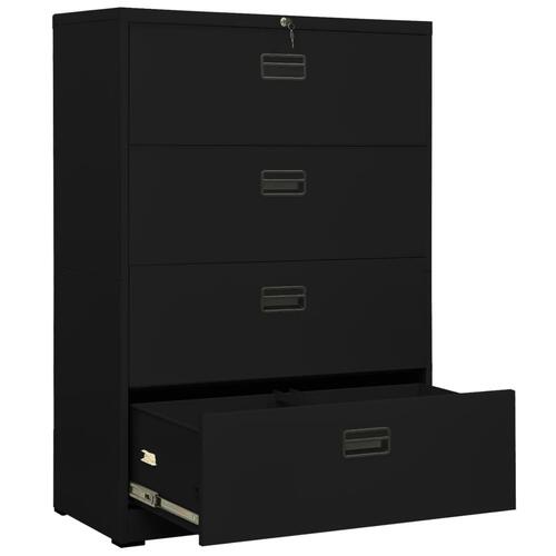 Arkivskab 90x46x134 cm stål sort