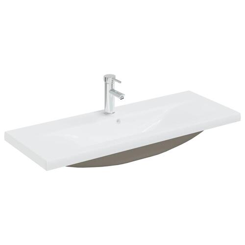 Indbygget håndvask med hane 101x39x18 cm keramisk hvid