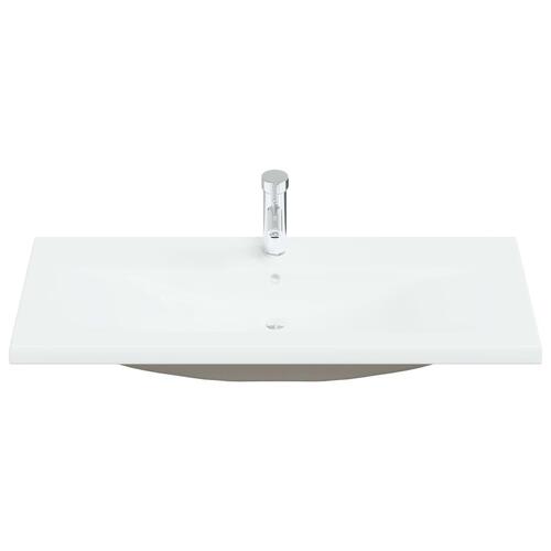 Indbygget håndvask med hane 101x39x18 cm keramisk hvid