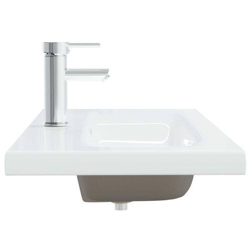 Indbygget håndvask med hane 101x39x18 cm keramisk hvid