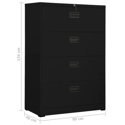 Arkivskab 90x46x134 cm stål sort