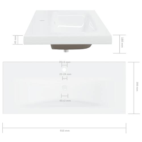 Indbygget håndvask med hane 101x39x18 cm keramisk hvid