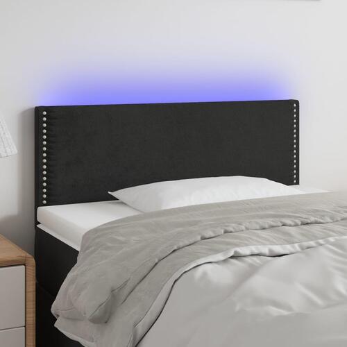 Sengegavl med LED-lys 80x5x78/88 cm velour sort