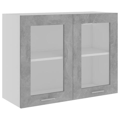 Væghængt glasskab 80x31x60 cm konstrueret træ betongrå