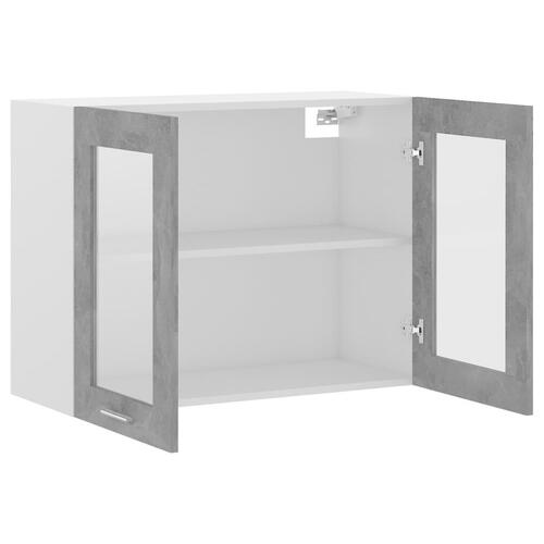 Væghængt glasskab 80x31x60 cm konstrueret træ betongrå