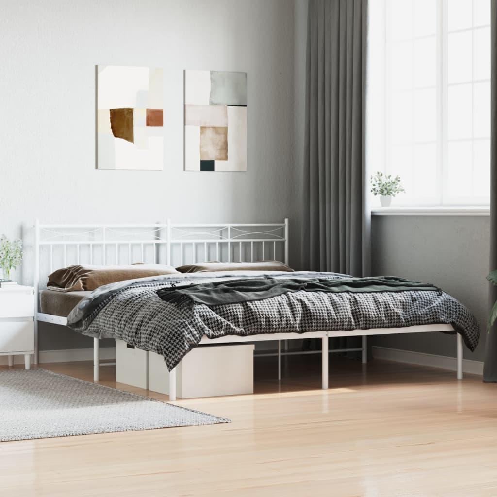 Sengeramme med sengegavl 180x200 cm metal hvid