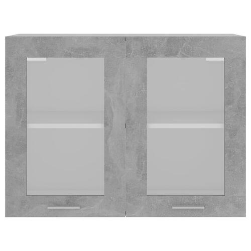 Væghængt glasskab 80x31x60 cm konstrueret træ betongrå