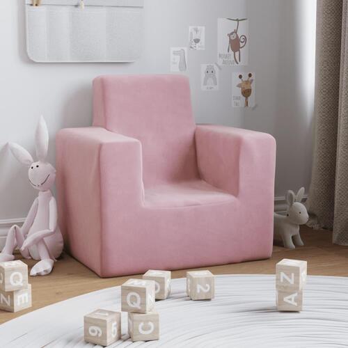 Sofa til børn blødt plys pink