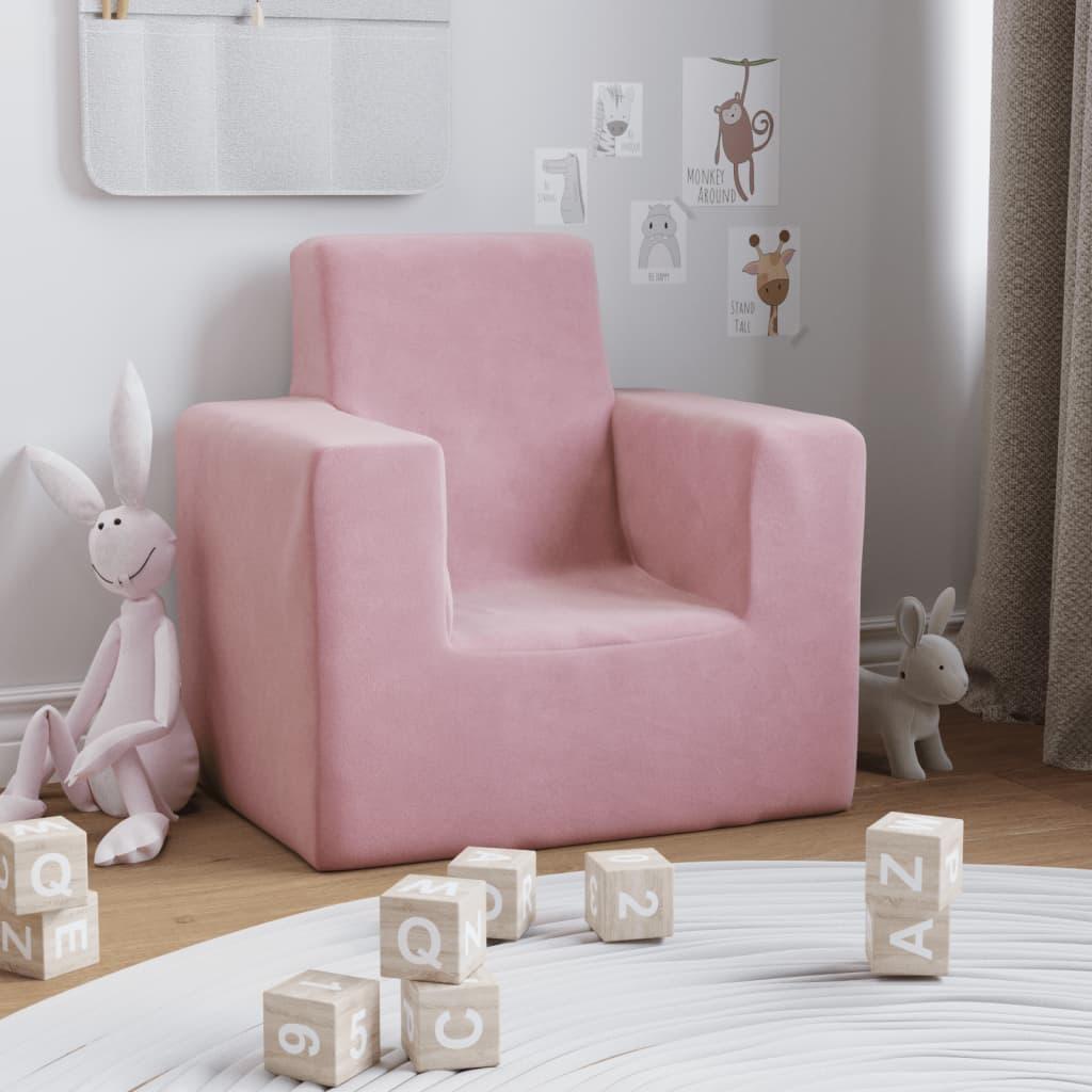 Sofa til børn blødt plys pink