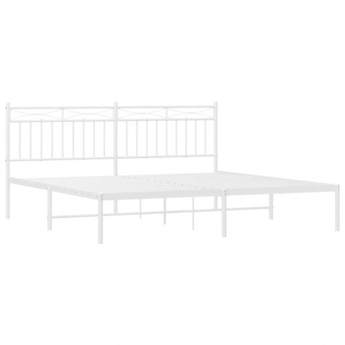 Sengeramme med sengegavl 180x200 cm metal hvid