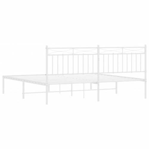 Sengeramme med sengegavl 180x200 cm metal hvid