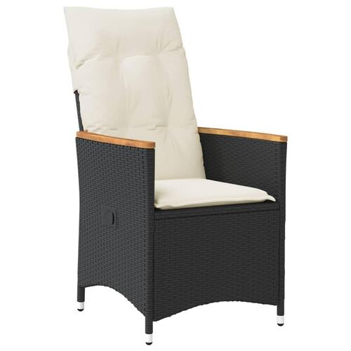 Havestole med hynder 2 stk. justerbart ryglæn polyrattan sort