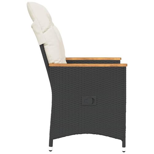 Havestole med hynder 2 stk. justerbart ryglæn polyrattan sort