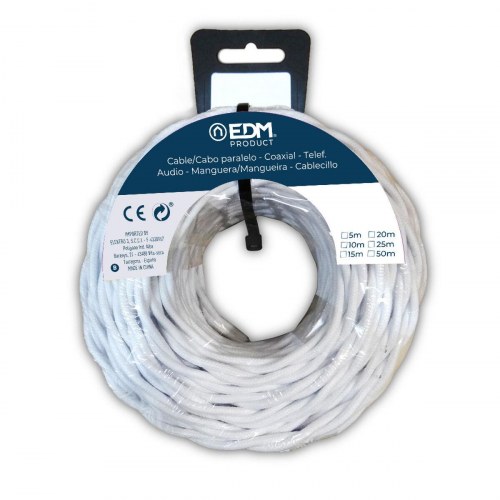 EDM Product kabel - hvid fletning 2 x 1,5 mm, 25 m