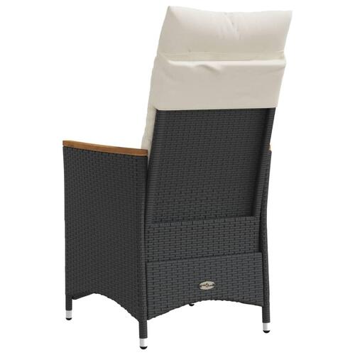 Havestole med hynder 2 stk. justerbart ryglæn polyrattan sort