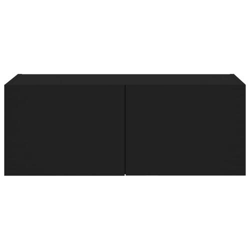 Væghængt tv-bord med LED-lys 80x35x31 cm sort