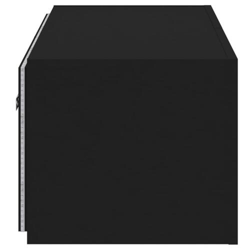 Væghængt tv-bord med LED-lys 80x35x31 cm sort