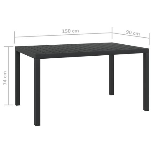 Havebord WPC aluminium 150 x 90 x 74 cm sort