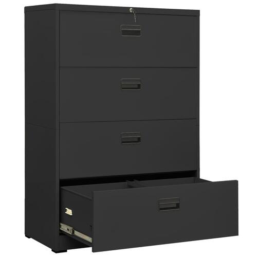 Arkivskab 90x46x134 cm stål antracitgrå