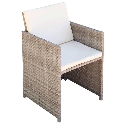 Udendørs spisebordssæt 5 dele med hynder polyrattan beige