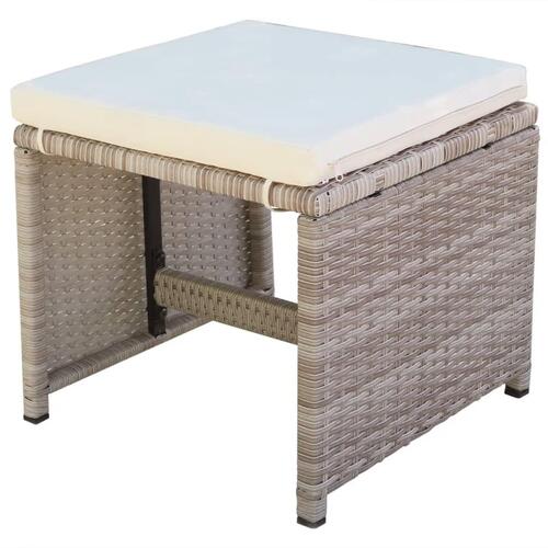 Udendørs spisebordssæt 5 dele med hynder polyrattan beige
