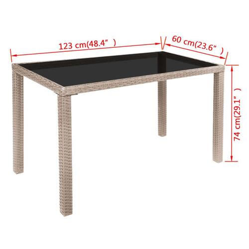 Udendørs spisebordssæt 5 dele med hynder polyrattan beige