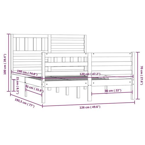 Sengeramme 120x190 cm Small Double massivt træ