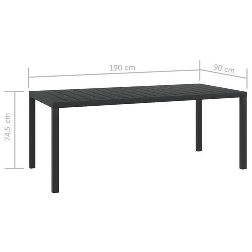 Havebord WPC aluminium 185 x 90 x 74 cm sort