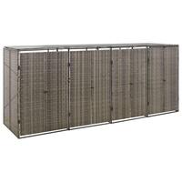 Firdobbelt skraldespandsskjuler 274x80x117 cm polyrattan grå