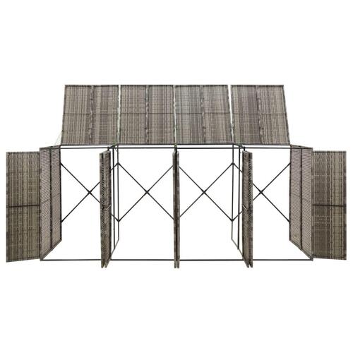 Firdobbelt skraldespandsskjuler 274x80x117 cm polyrattan grå