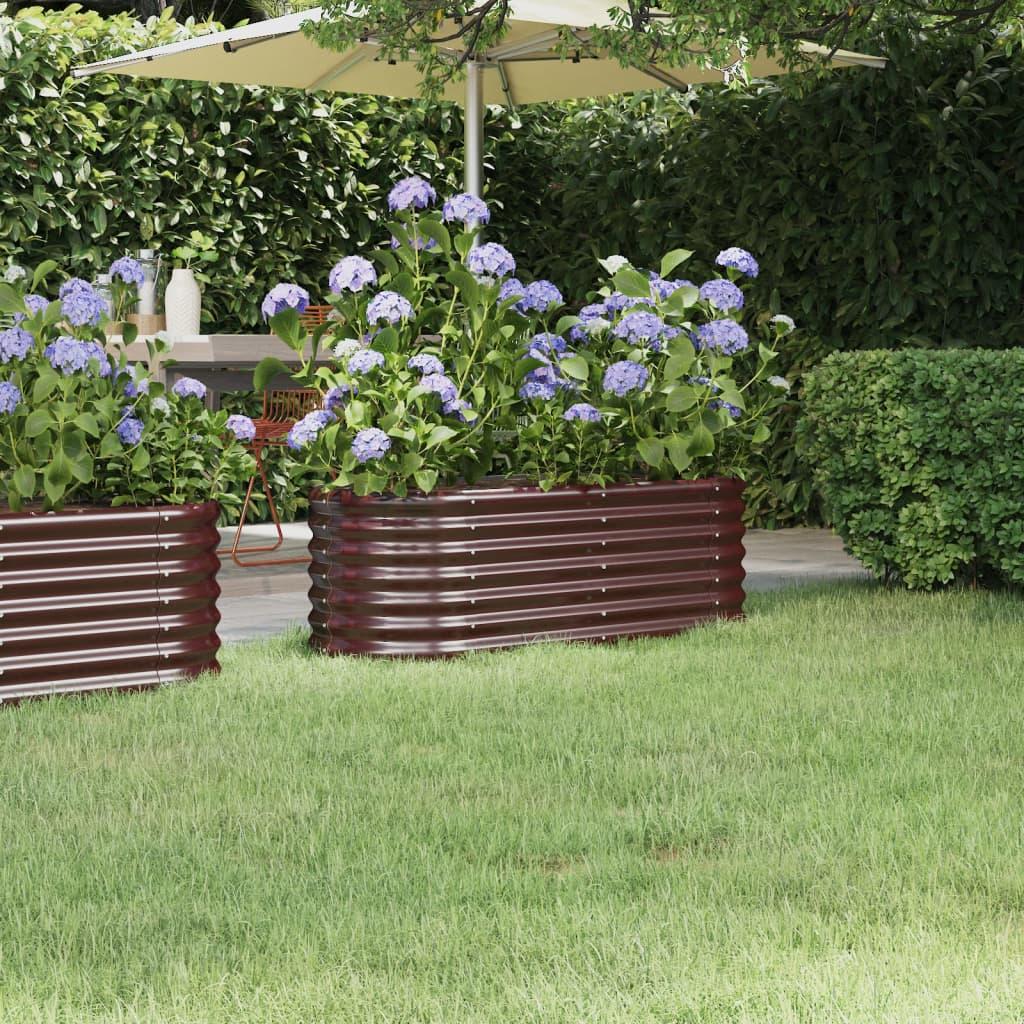 Plantekasse 114x40x36 cm pulverlakeret stål brun