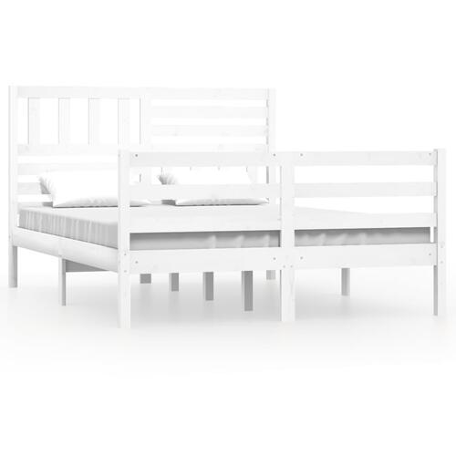 Sengeramme 140x190 cm massivt træ hvid