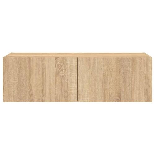 Væghængt tv-bord med LED-lys 100x35x31 cmsonoma-eg