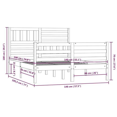 Sengeramme 140x190 cm massivt træ hvid